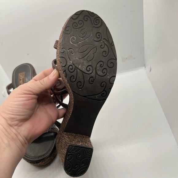 Brighton‎ Size 8.5 Brown Aspen 4" Platform Heel Open Toe Strappy Slip On Sandals - Picture 5 of 11